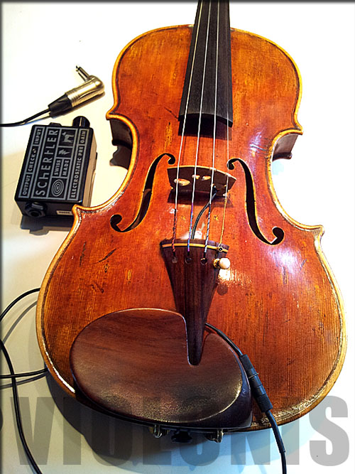 Connector for mic Schertler Stat V on chinrest made by Jacques GAY