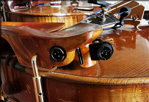 Cooneceteur double pour micros violon sur mentonnière Jacques Gay