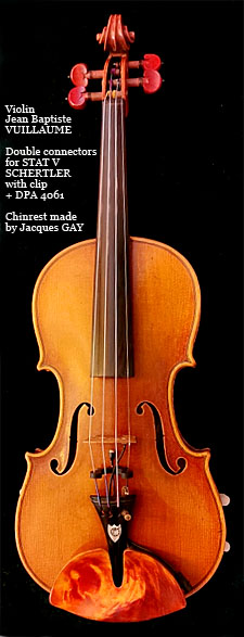 double connector for Stat V and DPA 4061 on violin Jean Baptiste Vuillaume